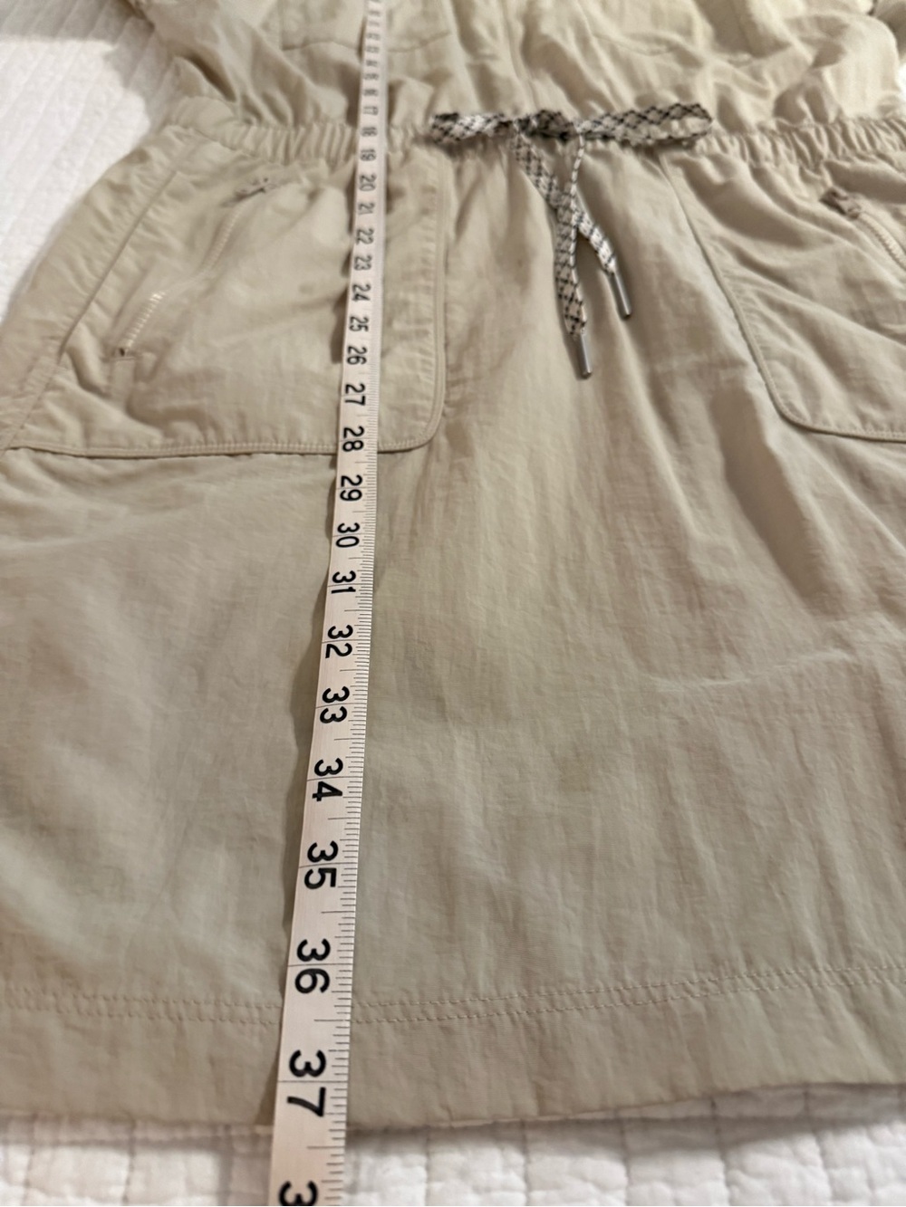 Talbots Cream Zip-Front Drawstring Midi Dress - Picture 5 of 6